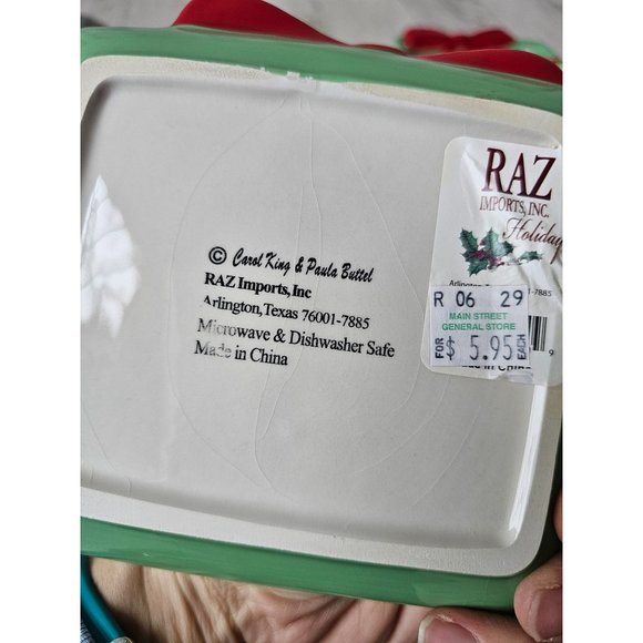 Raz Carol King present plate Paula buttel Xmas decor polka dot unique cute - Picture 5 of 6